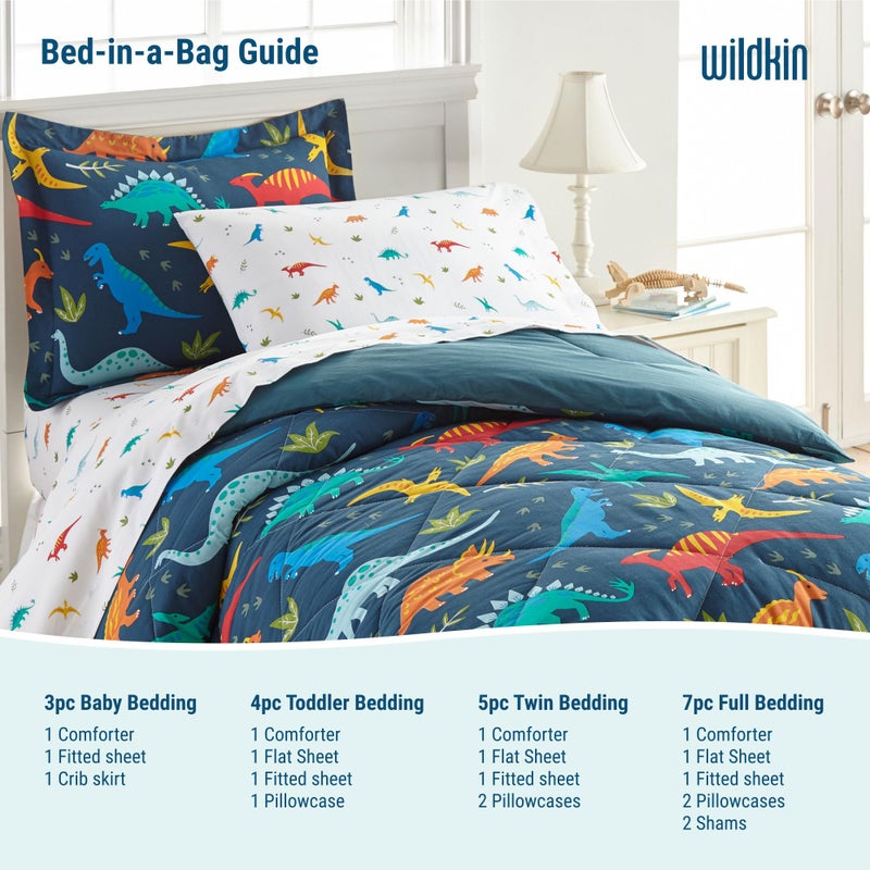 Wildkin 4-Piece Toddler Bed in a Bag â€“ Cotton Comforter, Sheets & Pillowcase for Cozy Cuddles - Jurassic Dinosaurs - Image 5